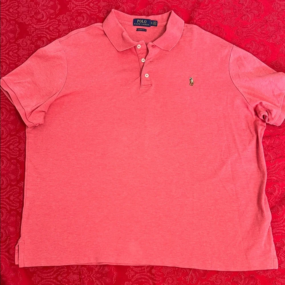 Polo Ralph Lauren Men’s XL Coral Salmon Polo Shirt Pony Logo 100% Cotton
